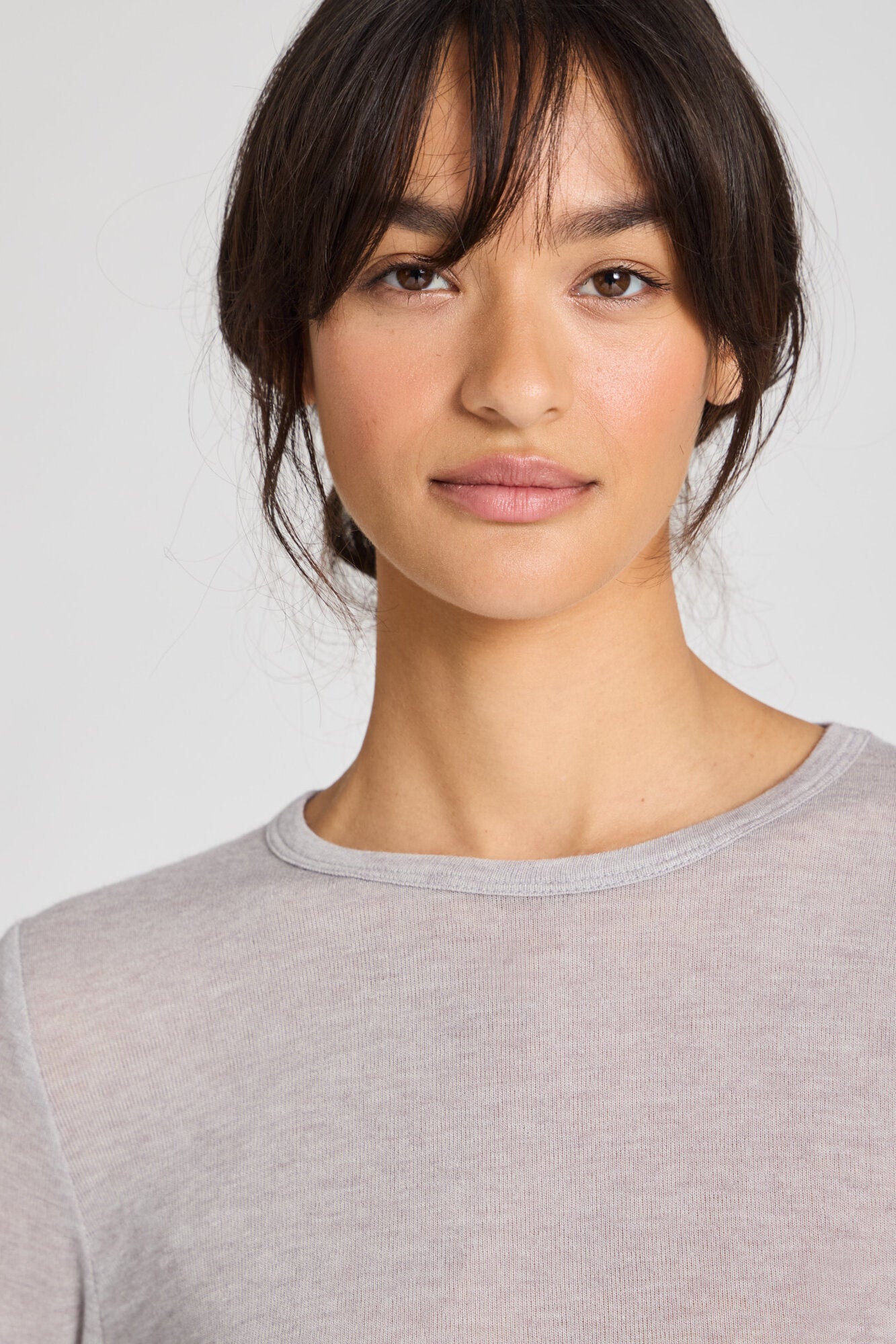 Thyra Wool langærmet t-shirt - Light Grey Melange